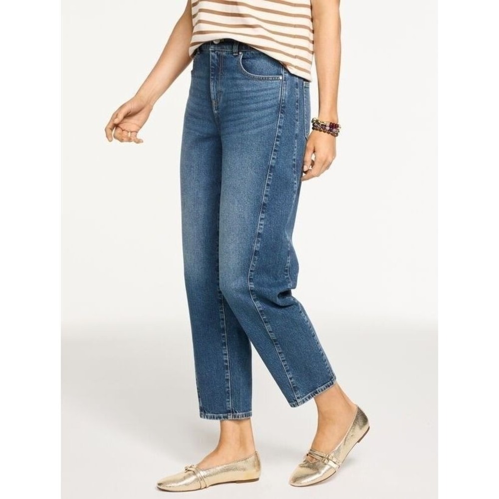 Talbots Relaxed Barrel Leg Jeans 20W Plus Size Blue Denim Tapered Pants WN225